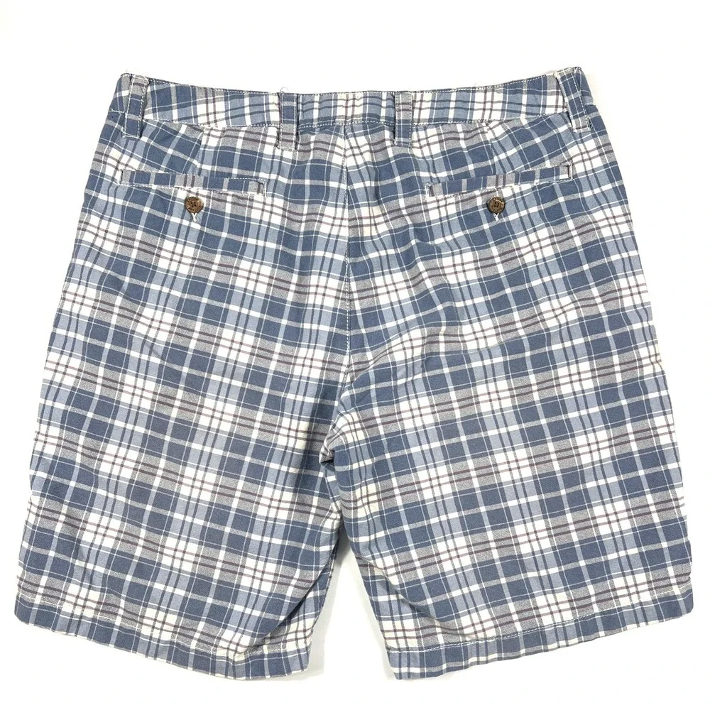 Tailor Vintage Mens Blue Plaid Shorts 36 Connecticut Originals Cotton Chino EUC